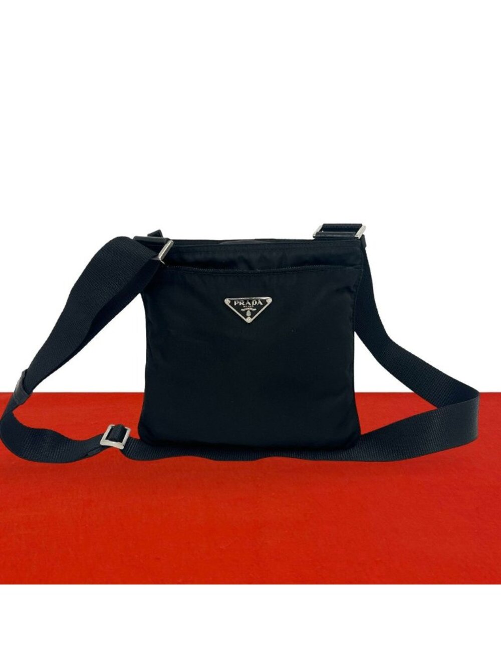 Prada Tessuto Pocono Nylon Shoulder Bag Crossbody Black